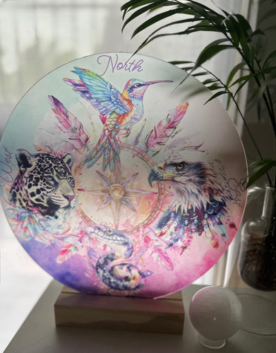 Shamanic 4 directions Suncatcher - eagle hummingbird jaguar serpent