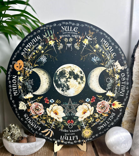 Triple moon | Wheel of the year board | Wiccan | witch Pagan Calendar - printed design Locally made