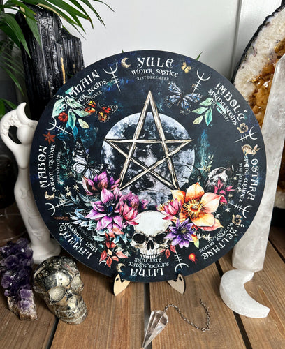 Wheel of the year board | Wiccan | witch Pagan Calendar - printed wood Locally made