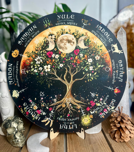 Tree of Life Wheel Calendar: Wiccan Pagan Altar Board for Sacred Seasons - Locally Made