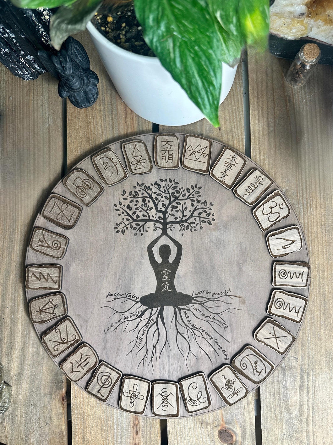 Reiki Principles | Reiki Symbol runes | wooden engraved