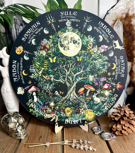 Wheel of the year board | Wiccan | witch Pagan Calendar - printed wood Locally made
