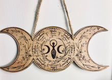 Load image into Gallery viewer, Triple moon wheel of the year | pagan witch calendar | Wicca decor- Locally made
