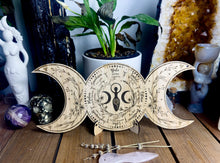 Load image into Gallery viewer, Triple moon wheel of the year | pagan witch calendar | Wicca decor- Locally made
