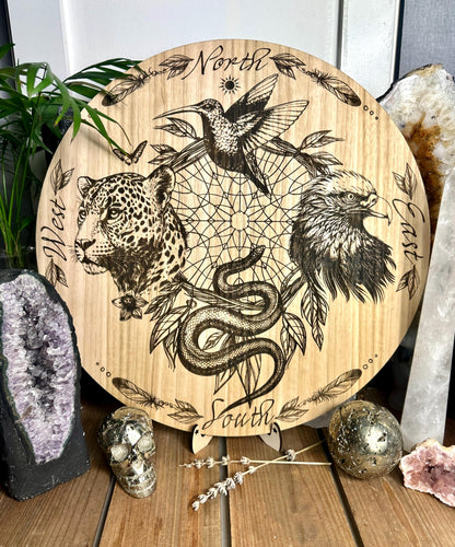 Shamanic animal 4 directions board | Serpent | jaguar | hummingbird | Eagle condor- locally designed and made