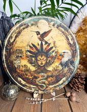 Load image into Gallery viewer, Shamanic wheel | 4 directions + pachamama | jaguar, eagle, hummingbird, snake, 4 winds, printed bamboo - Locally made
