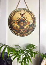 Load image into Gallery viewer, Shamanic wheel | 4 directions + pachamama | jaguar, eagle, hummingbird, snake, 4 winds, printed bamboo - Locally made
