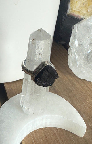 black Tourmaline 925 Ring (Size 7) Protective| negative absorbing stone
