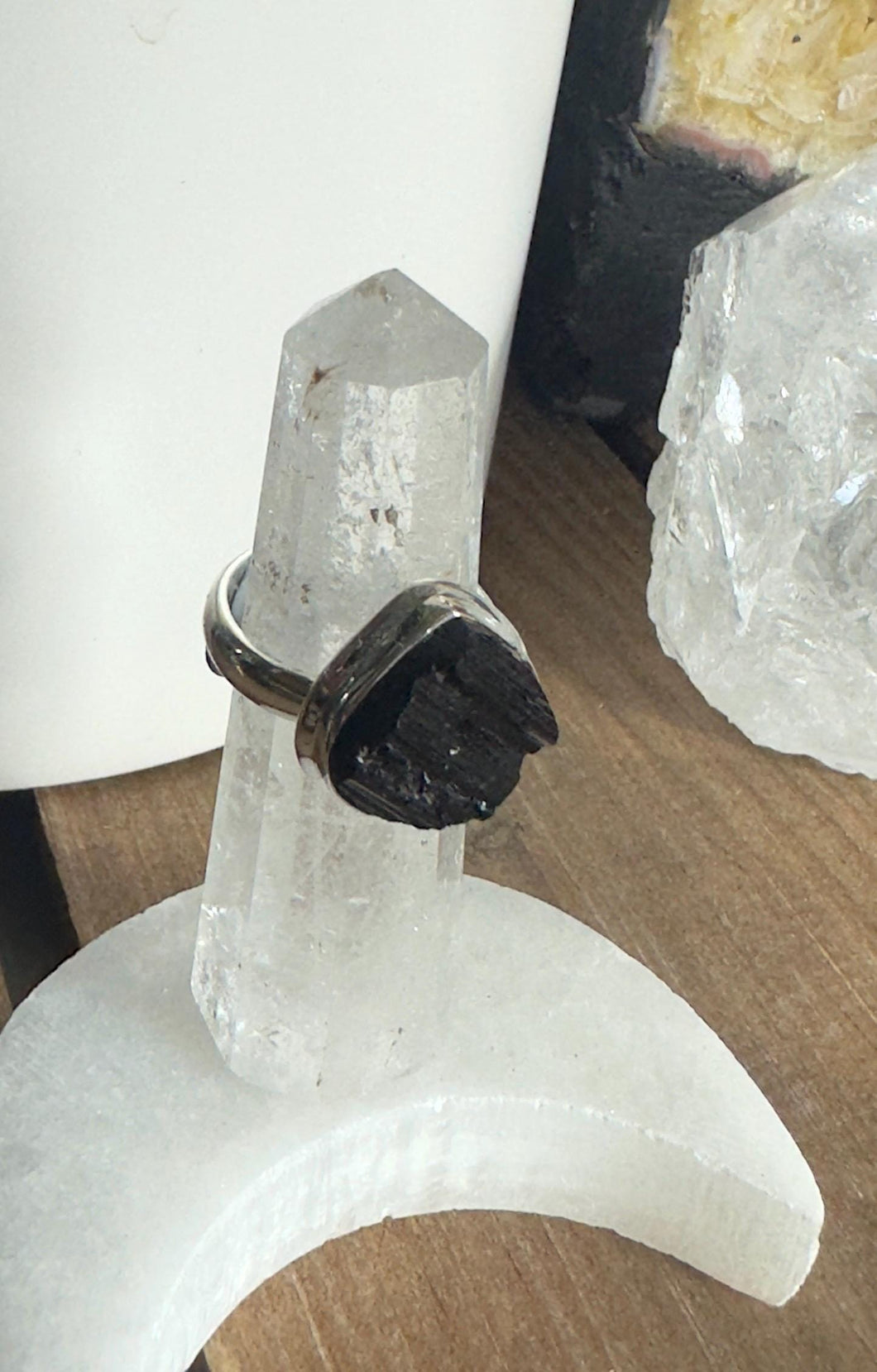 black Tourmaline 925 Ring (Size 7) Protective| negative absorbing stone