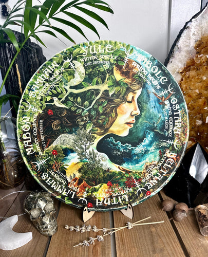 Mother Nature goddess Gaia | Wheel of the year board | Wiccan | witch Pagan Calendar - printed wood Locally made