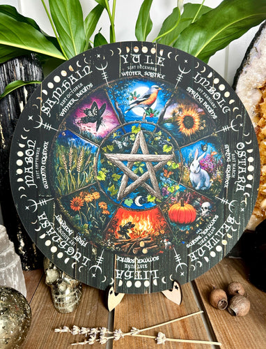 Wheel of the year board | Wiccan | witch Pagan Calendar - printed wood Locally made