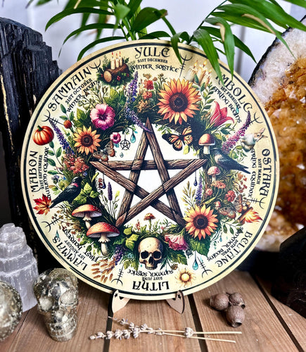 Wheel of the year board | Wiccan | witch Pagan Calendar - printed wood Locally made