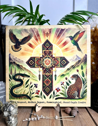 Shamanic | 4 directions - jaguar, eagle, hummingbird, snake, 4 winds, printed - Locally made