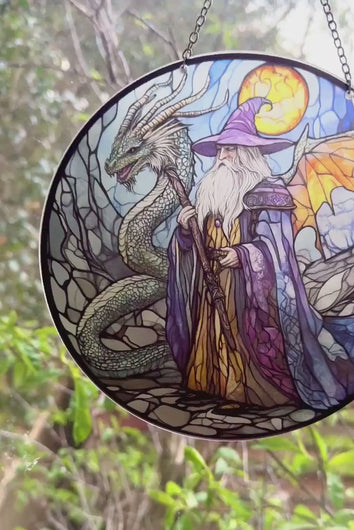 Wizard and Dragon - sun catcher
