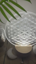 Load and play video in Gallery viewer, Variation of Metatron’s Cube + flower of life  Small LED night light - Embrace this high vibrational pattern, a beautiful source of energy
