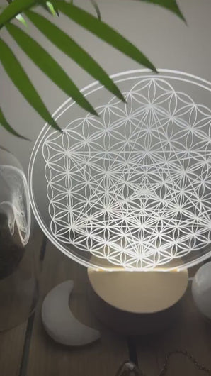 Variation of Metatron’s Cube + flower of life  Small LED night light - Embrace this high vibrational pattern, a beautiful source of energy