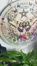 Load and play video in Gallery viewer, Green Witch Moth pentagram | Wheel of the year board | Wiccan | witch Pagan Calendar - printed on wood Locally made
