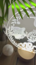 Load and play video in Gallery viewer, Shamanic 4 directions humming bird, eagle, serpent, jaguar- on large 14cm selenite charging plate optional stand
